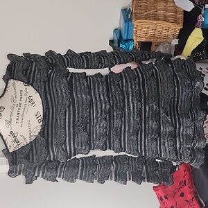 Max Studio vintage black stripe ruffle sweater